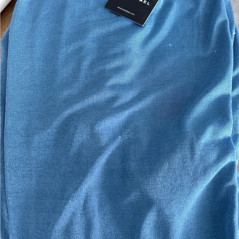 JLUXLABEL blue ruched skirt Sz Small NWT flattering!!!